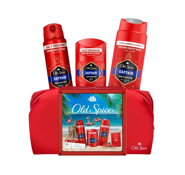 Old Spice Xmass sada Captain v taštičce deodoranty a sprchový gel 3 ks