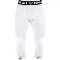 GAMEPATCH TIGHTS 3/4 WITH KNEE PADDING Kompresné unisex legíny, biela, veľkosť