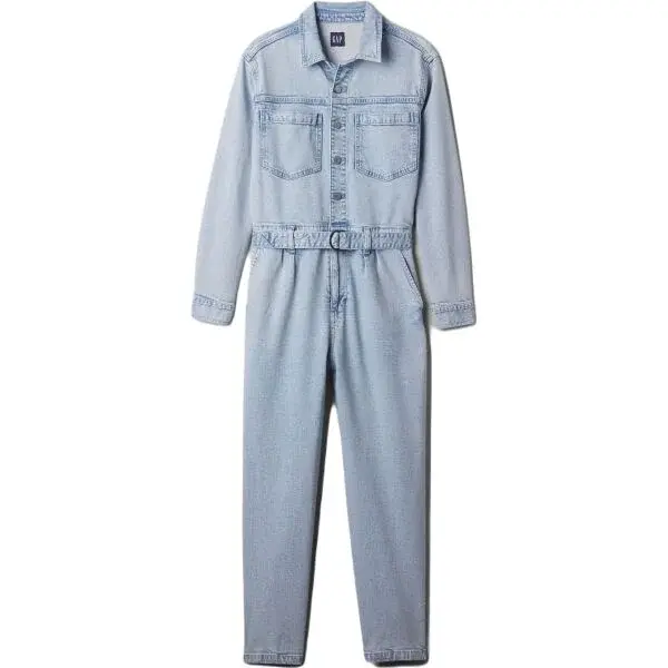 GAP LS DENIM BELTED JUMPSUIT Dámsky overal, svetlomodrá, veľkosť