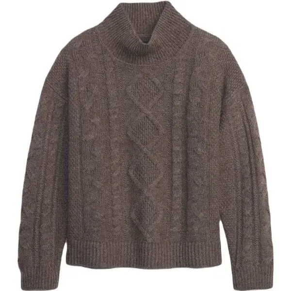 GAP CABLE MOCKNECK Dámsky sveter, hnedá, veľkosť