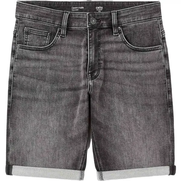 CELIO BOKNITBM Pánske džínsové krátke nohavice, sivá, veľkosť