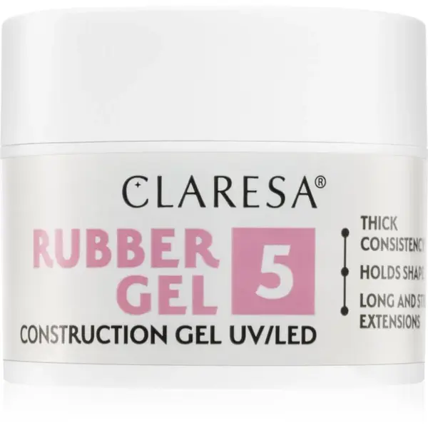 Claresa Rubber Gel Construction Gel UV/LED gélový lak pre predĺženie nechtov odtieň 05 12 g