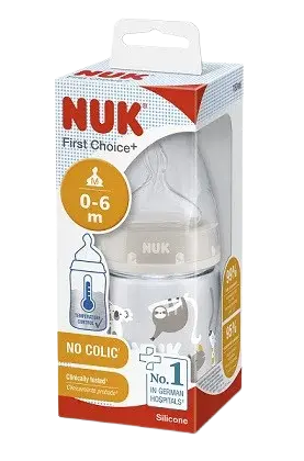 NUK Dojčenská fľaša  First Choice Temperature Control beige 150 ml