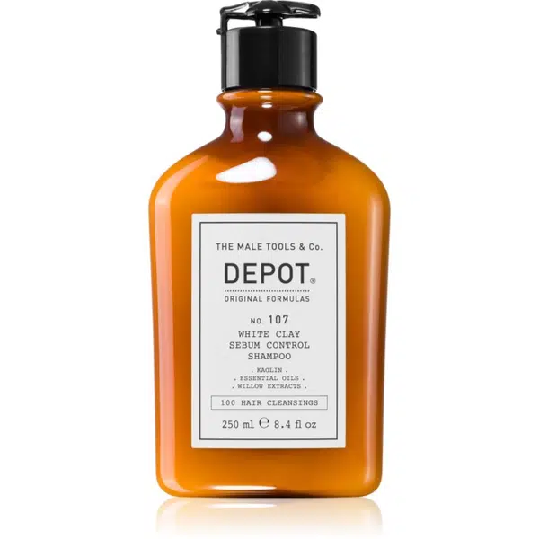 Depot 100 HAIR CLEANSING NO. 107 WHITE CLAY SEBUM SHAMPOO čistiaci šampón pre mastné vlasy a vlasovú pokožku 250 ml