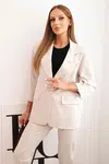 Kesi Włoski Komplet dámsky Punto elegantný sako a nohavice béžový