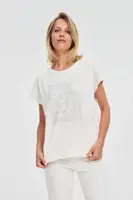 Marisse Cotton Blouse With Print, White