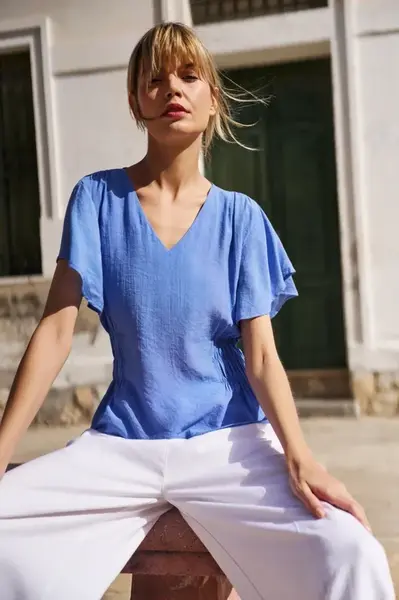 Marisse Women's Shirt L-Ko-4635 Blue