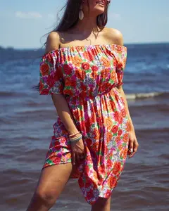 Resti Women's floral mini dress a'la hiszpanka in red