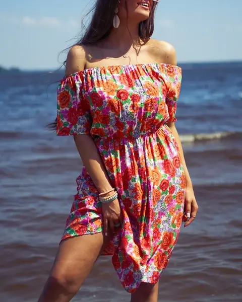 Resti Women's floral mini dress a'la hiszpanka in red