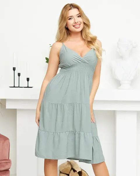 Resti Women's Green Knee-Length Summer Dress - Clothing