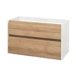Mereo Opto - Umyvadlová skříňka 101x58x46 cm, 2 zásuvky, bílá/dub CN932S