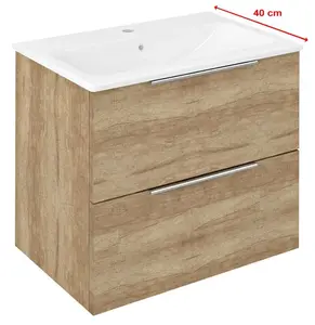 Sapho Cirasa - Umývadlová skrinka 58x54x39 cm, 2 zásuvky, dub Alabama CR592-2222