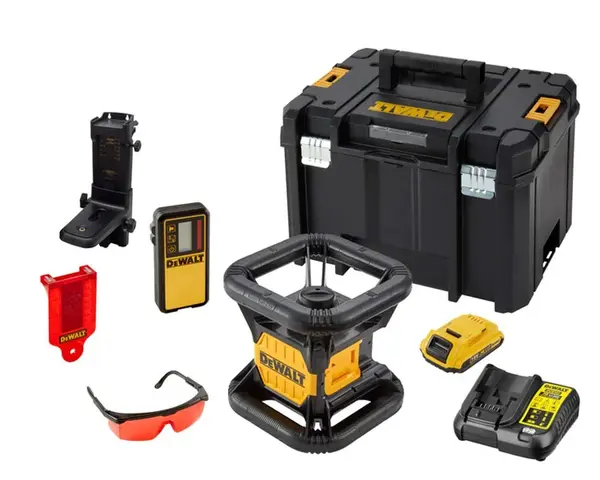 DeWALT Náradie - 18V AKU rotačný laser, dosah 457 m, s príslušenstvom, 1x aku 2,0 Ah XR, nabíjačka DCE074D1R