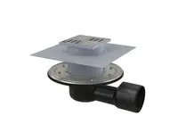 Alcadrain Odtokové kanálky - Podlahová vpust boční, 11x11 cm, průměr 5/8 cm, nerez/plast APV3344