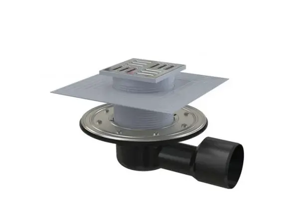 Alcadrain Odtokové kanálky - Podlahová vpust boční, 11x11 cm, průměr 5/8 cm, nerez/plast APV3344