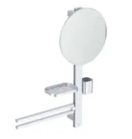 Ideal Standard ALU+ - Zrkadlo s držiakom uterákov, poličkou a pohárikom na kefky a pastu, strieborná BD588SI