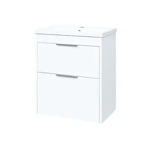 Mereo Vigo - Skrinka s umývadlom 61x72x40 cm, 2 zásuvky, lesklá biela CN311