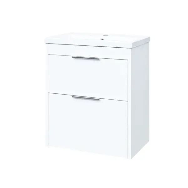 Mereo Vigo - Skrinka s umývadlom 61x72x40 cm, 2 zásuvky, lesklá biela CN311