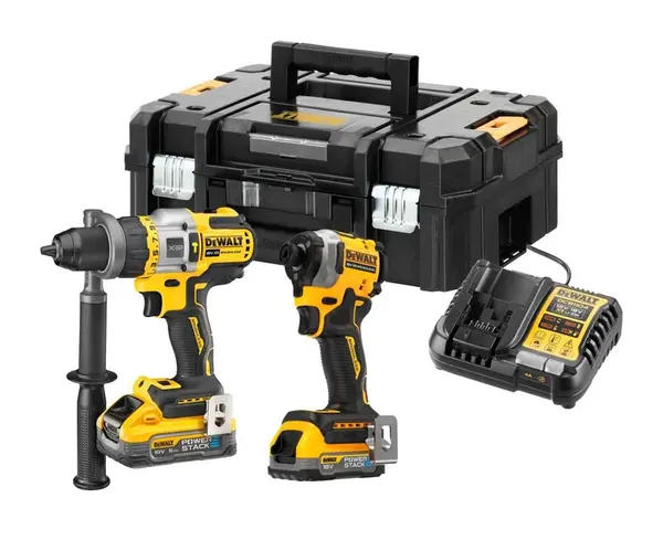 DeWALT Náradie - 18V AKU súprava príklepovej vŕtačky a rázového uťahovača, 1x aku 1,7 Ah, 1x aku 5,0 Ah, nabíjačka DCK2052H1E1T