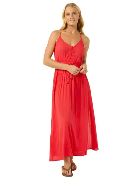 Rip curl dámské maxi šaty Classic Surf Hibiscus Red | Červená | Velikost XS