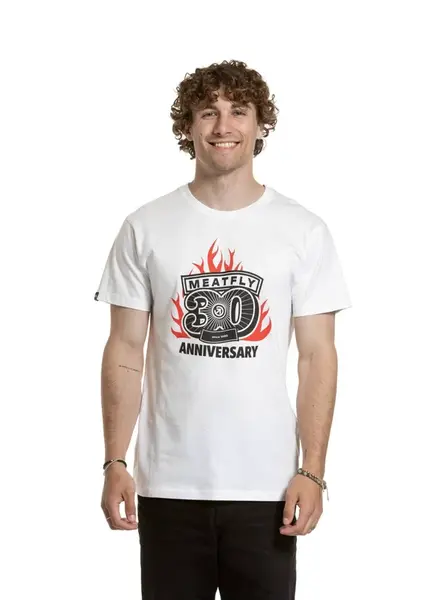 Meatfly pánské tričko Flame White | Bílá | Velikost XXL | 100% bavlna
