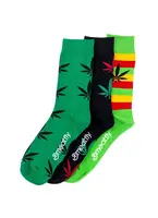 Meatfly ponožky Ganja Green socks Triple Pack | Mnohobarevná | Velikost L/XL