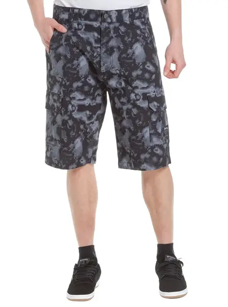 Meatfly pánské kraťasy Syndrom Black Storm Camo Ripstop | Maskáč | Velikost 34