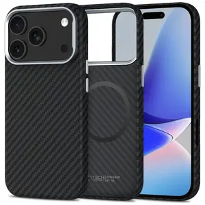 Tech-Protect Ion Carbon MagSafe, iPhone 17 Pro, černo-stříbrný