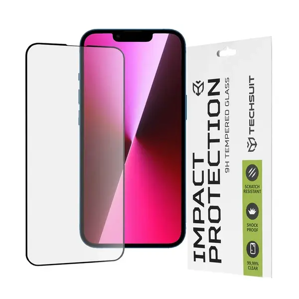 Techsuit 111D Tvrzené sklo, iPhone 13 / 13 Pro / 14 / 16e / 17e, černé