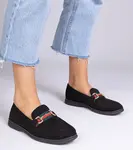 Gemre Black eco-suede moccasins with a gold ornament Daliana