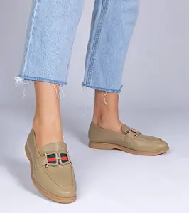 Gemre Green eco-leather moccasins with Kalenda ornament