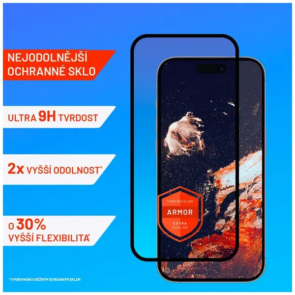 Ochranné tvrzené sklo FIXED Armor s aplikátorem pro Apple iPhone 14 Pro Max, černá