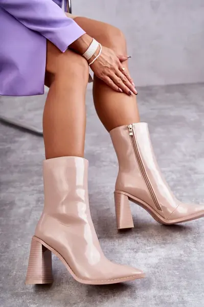 Boto Dámské lakované kozačky Béžové Margit