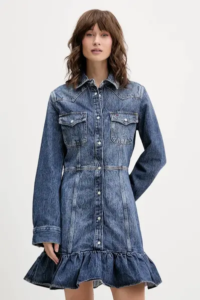 Džínové šaty Tommy Jeans tmavomodrá barva, mini, DW0DW21635