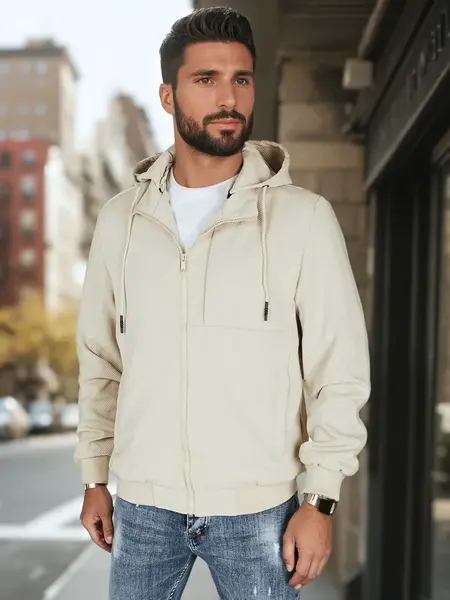 Kurtka męska przejściowa z kapturem beżowa Dstreet