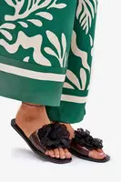 Boto Průhledné Ploché Pantofle Dámské Se Umělou Květinou Černé Vobetta