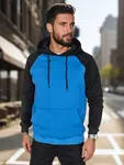 Bluza męska basic z kapturem niebieska Dstreet
