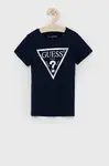 Dětské bavlněné tričko Guess tmavomodrá barva