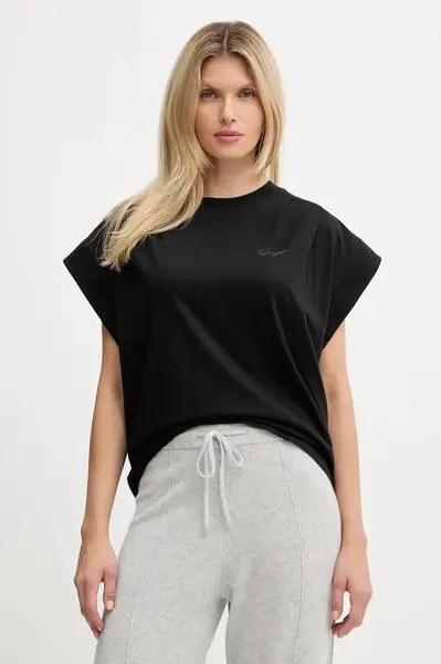 Bavlněné tričko BOSS Orange dámské, černá barva, 50547799