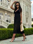 Edoti Thin strap lace maxi dress