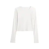 GAP V-JPN LS RIB TEE Dámské crop tričko, bílá, velikost