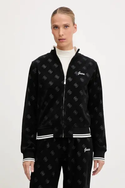 Mikina Guess PAULINA dámská, černá barva, vzorovaná, V5BQ01 K1902