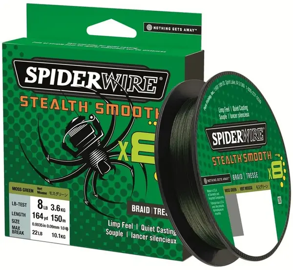 Spiderwire splétaná šňůra stealth smooth 8 zelená 150 m - 0,11 mm 10,3 kg