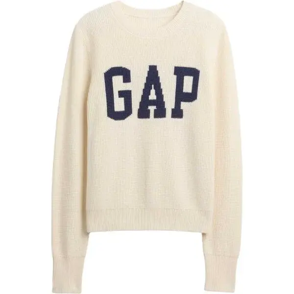 GAP V-FRCH- LOGO SWEATER Dámský svetr, bílá, velikost