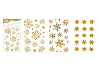 Samolepky vánoční vločky 80x120mm zlatá