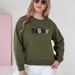 Bluza damska oversize z haftem SOFTRUS zielona Dstreet