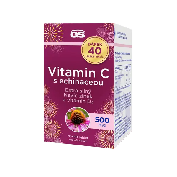 GS Vitamin C500 s echinaceou, 70+40 tablet NAVÍC, dárkové balení 2025