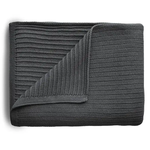 Mushie pletená detská deka z organickej bavlny - pásiková Dark Gray