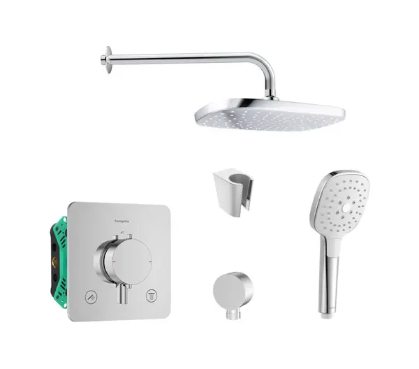 SANITINO - Sprchový set s termostatom a telesom pod omietku Hansgrohe, príslušenstvo kielle, chróm SANI21HKK016