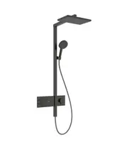 Hansgrohe Raindance Alive Q - Sprchový set s termostatom, 21x34 cm, 3 prúdy, kefovaný čierny chróm 24590340